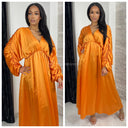 Koop trendy stijl v-hals jurk met ruchesmouwen. Koop je trendy kleding voor vrouwen in Rotterdam.