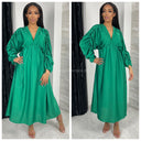 Satin Oversized Dress Ruffle Sleeve Detail