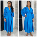 Satin Oversized Dress Ruffle Sleeve Detail