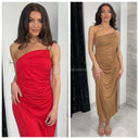 Sexy Plisseekleid mit Golddetails