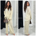 Glossy Ribbed Blouse Set