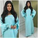 Abaya aus Satin mit glänzenden Ärmeln und Rüschen