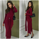 Kleid mit Schlitz und Wickeldetail in Silberring-Optik A231291