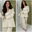 Slit Sleeve Oversized Blazer Striped Set