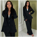 Slit Sleeve Oversized Blazer Striped Set