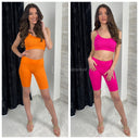 Ribbed Strap Crop Top+Short Set 280