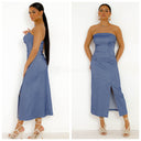 Wrap Dress Front Split Buttons Detail