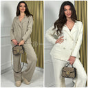 Supreme Heavy Material 4 Button Cardigan Wide Leg Set