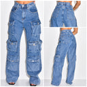 Supreme Quality Oversized Multi Cargo Jeans A671