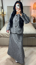 Teddy Coat + Skirt Set Three Buttons Detail