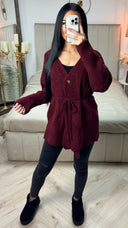 Teddy Tie Belt Cardigan Button Detail