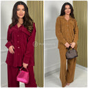 Thick Corduroy Blouse Wide Leg Set Pockets