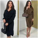 Kleid aus dickem Cord mit Bindegürtel