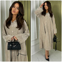 Thick Gloss Design Material Blouse Dress