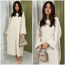 Thick Gloss Design Material Round Neck Maxi