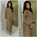 Thick Gloss Design Material Round Neck Maxi