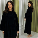 Thick Gloss Design Material Round Neck Maxi