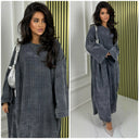 Thick Gloss Design Material Round Neck Maxi