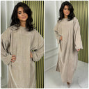 Thick Gloss Design Material Round Neck Maxi