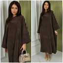 Thick Gloss Design Material Round Neck Maxi