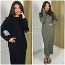 Thick Ribbed Dress Knitwear Pbt Wide Sleeves