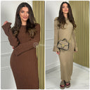 Thick Ribbed Dress Knitwear Pbt Wide Sleeves