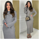 Thick Ribbed Dress Knitwear Pbt Wide Sleeves