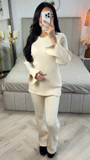 Thick Ribbed Split Sleeve Back Waist Detail Set