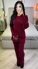 Thick Ribbed Split Sleeve Back Waist Detail Set