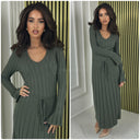 Thick Ribbed Tie Belt Dress Knitwear PBT