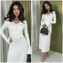 Thick Ribbed Tie Belt Dress Knitwear PBT