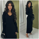 Thick Ribbed Tie Belt Dress Knitwear PBT