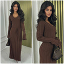 Thick Ribbed Tie Belt Dress Knitwear PBT