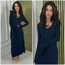 Thick Ribbed Tie Belt Dress Knitwear PBT