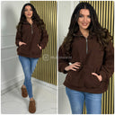 Dicker Teddypullover mit Reißverschlussdetail