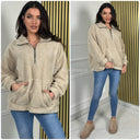 Thick Teddy Zipper Detail Sweater