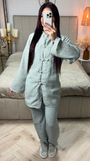 Tie Belt Cardigan Button + Pants Linnenlook Set