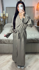 Tie Belt Collar Kimono Pocket Detail