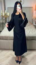 Tie Belt Dress Wide Glitter Detail Sleeves