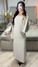 Tie Belt Dress Wide Sleeves Lace Detail