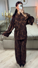 Tie Belt Flower Embroidery Wrap Set