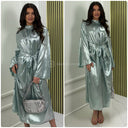 Tie Belt Metallic Dress