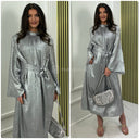 Tie Belt Metallic Dress