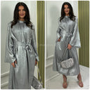 Tie Belt Metallic Dress
