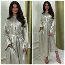 Tie Belt Metallic Dress