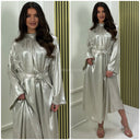 Tie Belt Metallic Dress