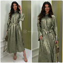 Tie Belt Metallic Dress