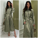 Tie Belt Metallic Dress