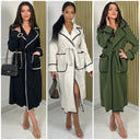 Tie Belt Trenchoat Stripe Folded Sleeve Details