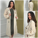 Special Sleeves Trench Coat Tie Belt Zip Detail